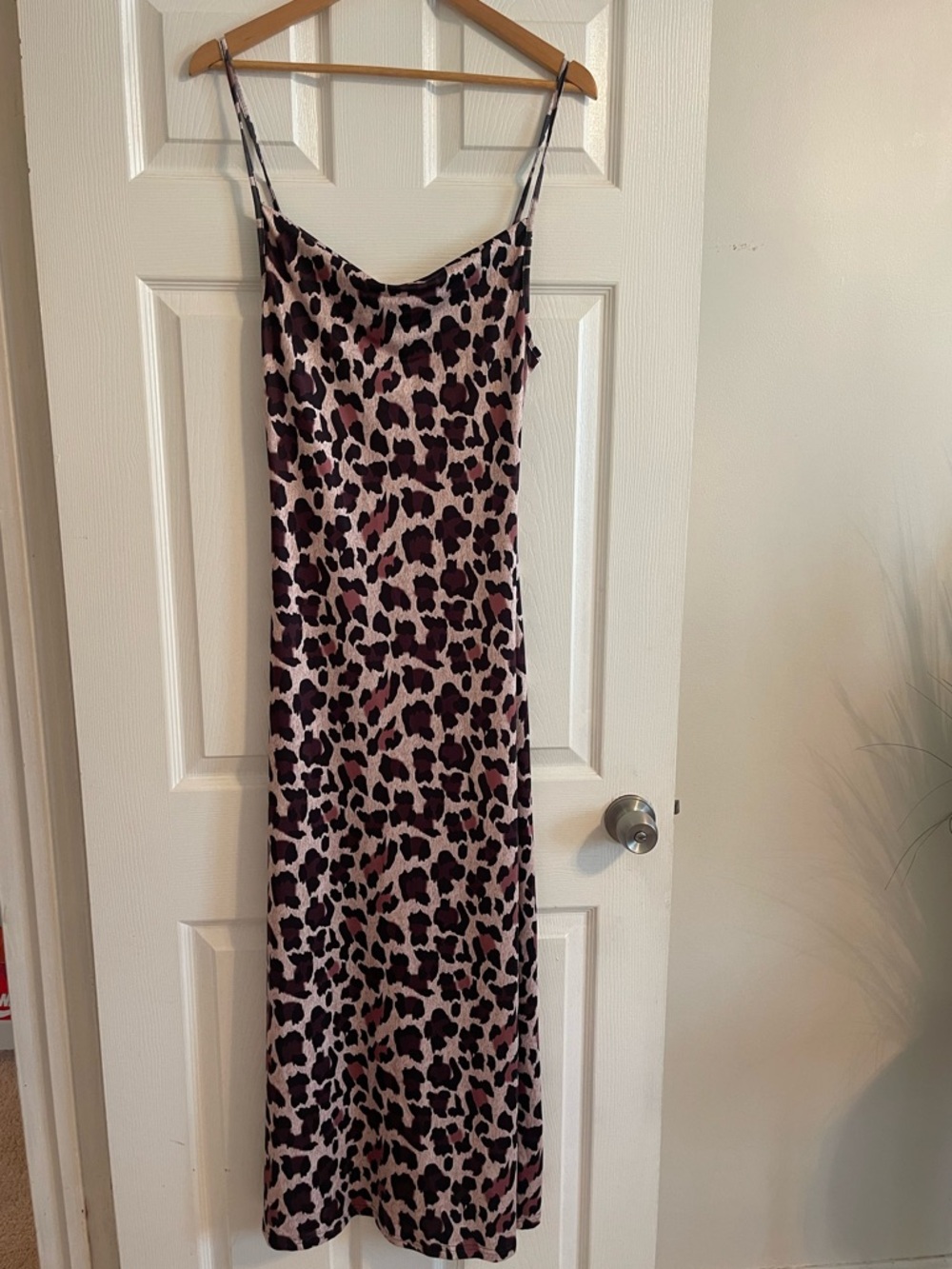 Leopard Print maxi Slip Dress in Pink and Black